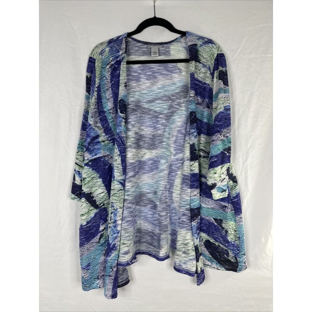 Catherines Open Front Cardigan Sweater Womens Plus Size 3X Green Purple